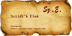 Szilák Elek névjegykártya